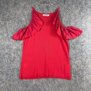 Aldo Martins Orus Top Knit Ruffle Cold Shoulder Halter Neck Sz M